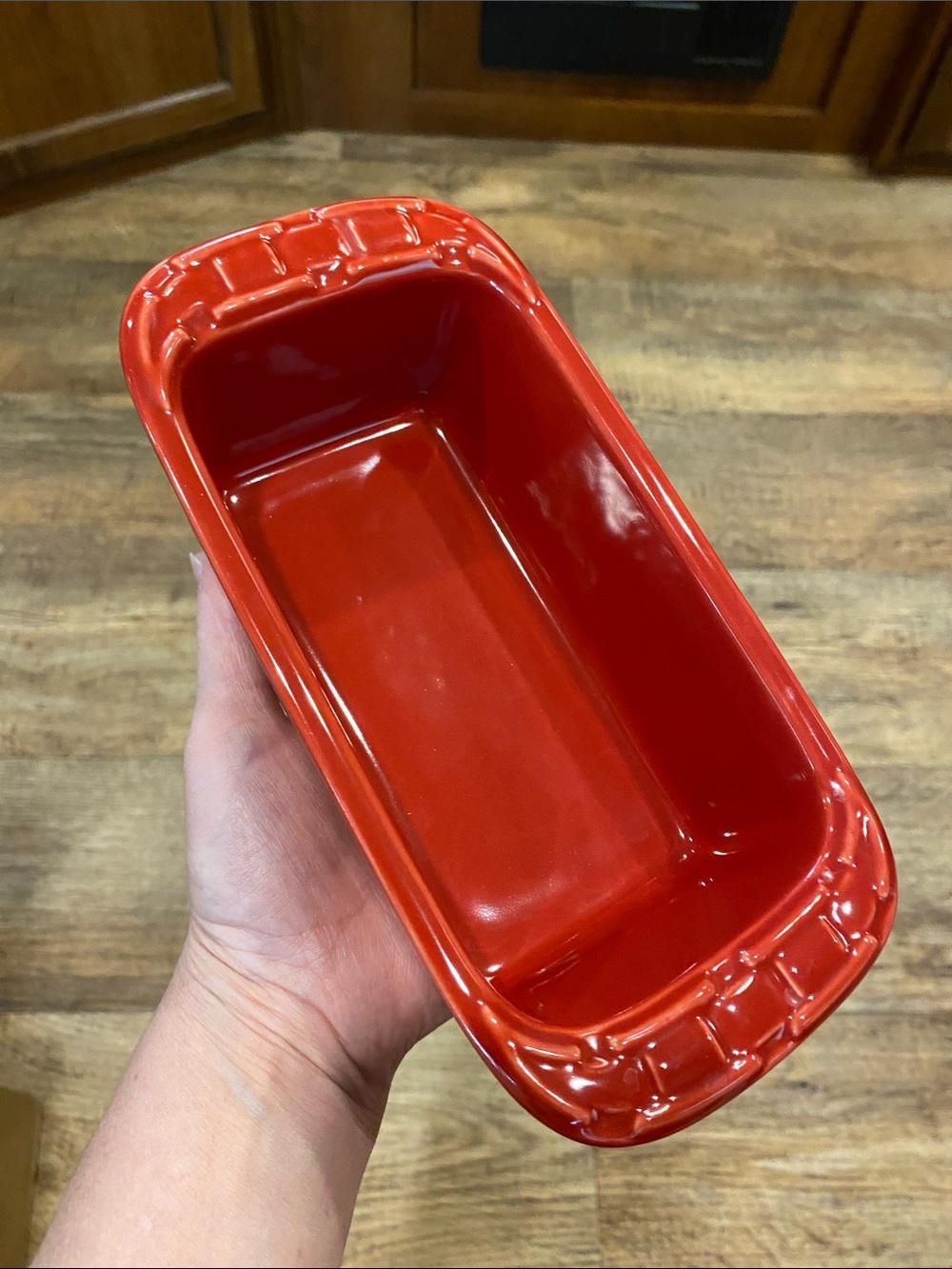 Longaberger Pottery Mini Loaf Bread Pan Baking Tomato Red Woven Traditions